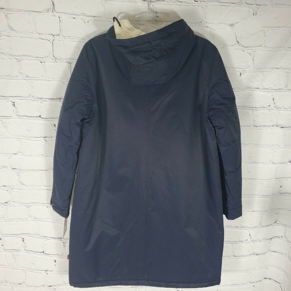 Levi's Women's Size L Navy Puffer Sherpa Lined Parka Jacket - Picture 8 of 12